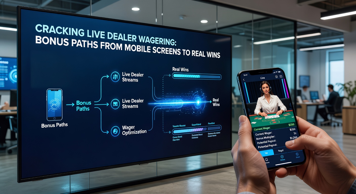 Bildschirm mit Bonus-Angeboten für Live-Dealer-Spiele, einschließlich Wagering-Bedingungen und Auszahlungsoptionen auf einem Mobile-Gerät